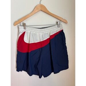 Vintage Nike Windbreaker Shorts Mens Medium Navy Red White Colorblock Swoosh 90s